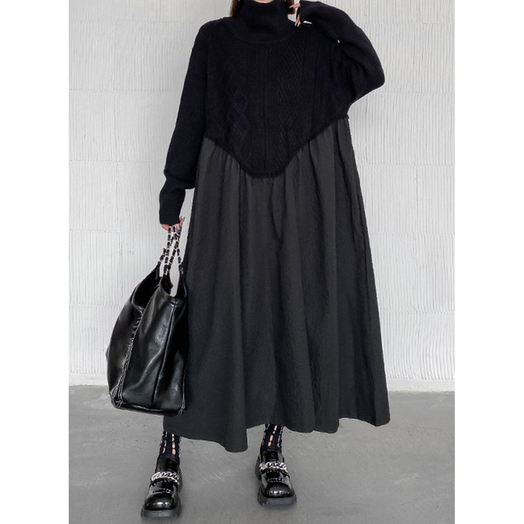 Knit Switching A-line Onepiece