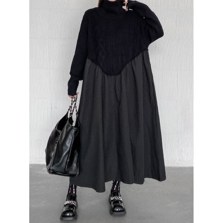 Knit Switching A-line Onepiece