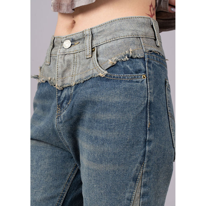 Bicolor Switching Denim Jeans