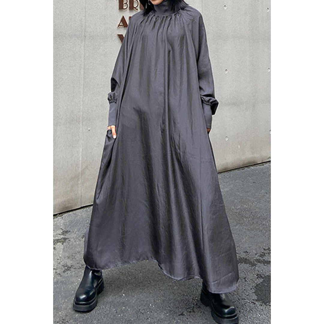 High Neck A-line Gathered Onepiece