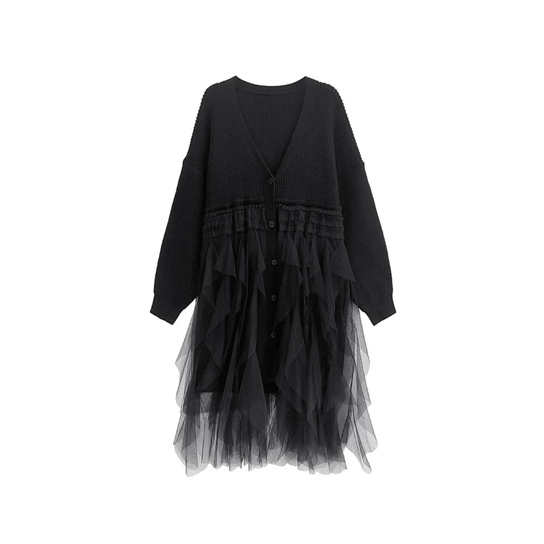 Ruffle Tulle Long Cardigan