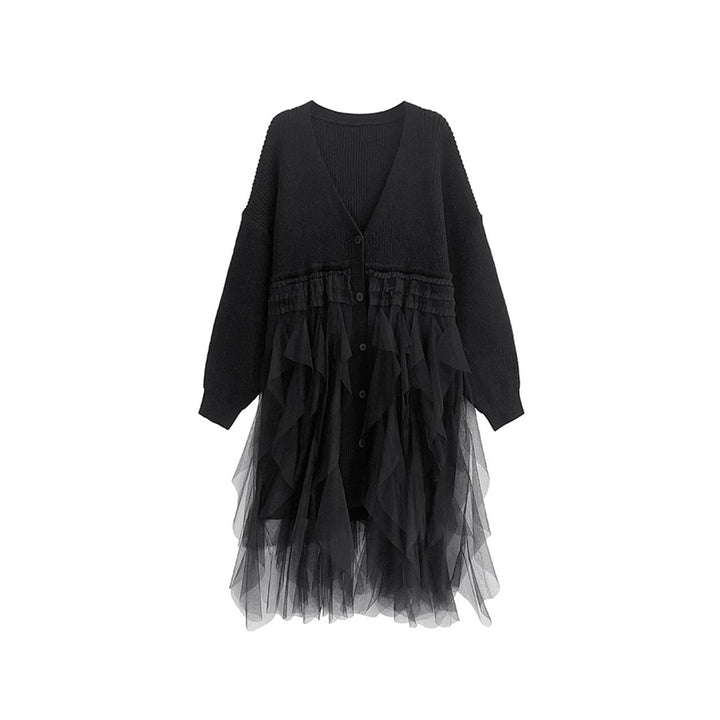 Ruffle Tulle Long Cardigan