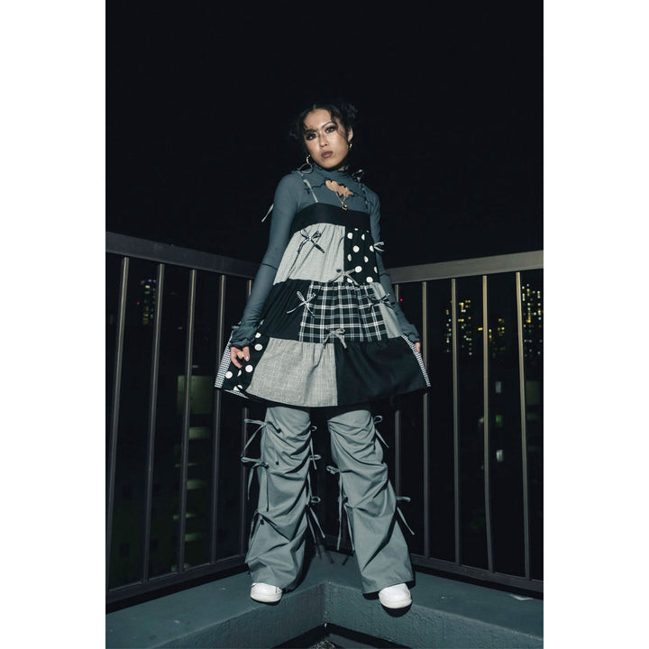 Patchwork Tiered Ribbon Onepiece