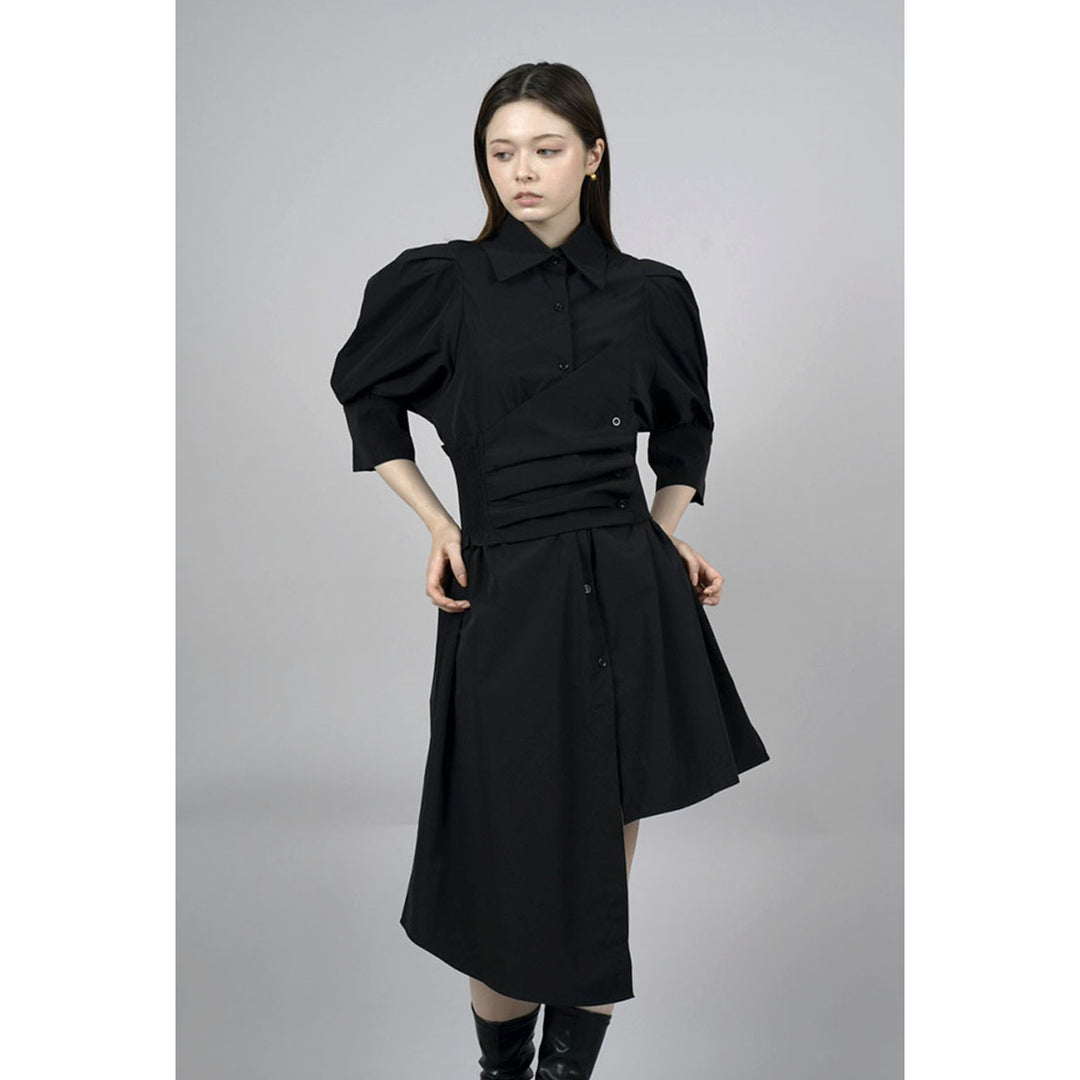 Waist slim waist belt shirt onepiece