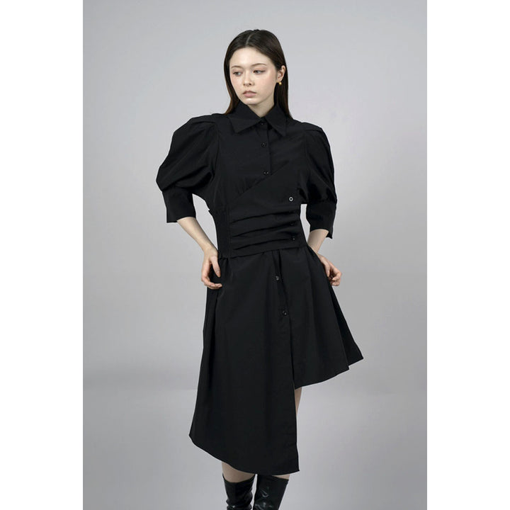 Waist slim waist belt shirt onepiece