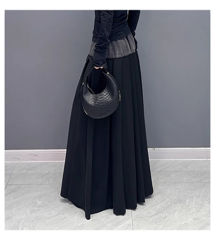 Casual contrast stitching wrinkle skirt