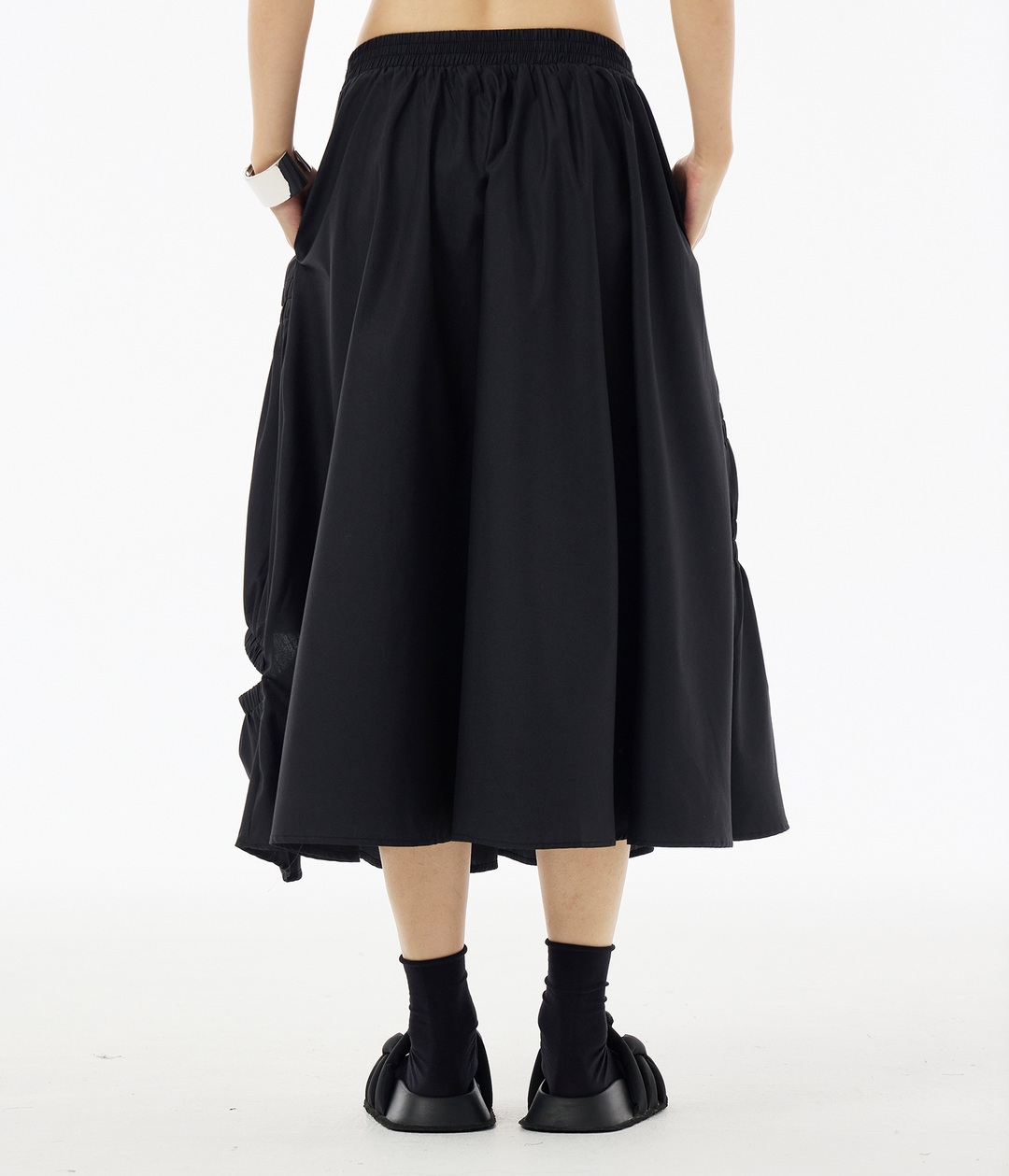 Gathered tiered long skirt