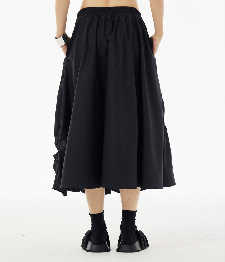 Gathered tiered long skirt