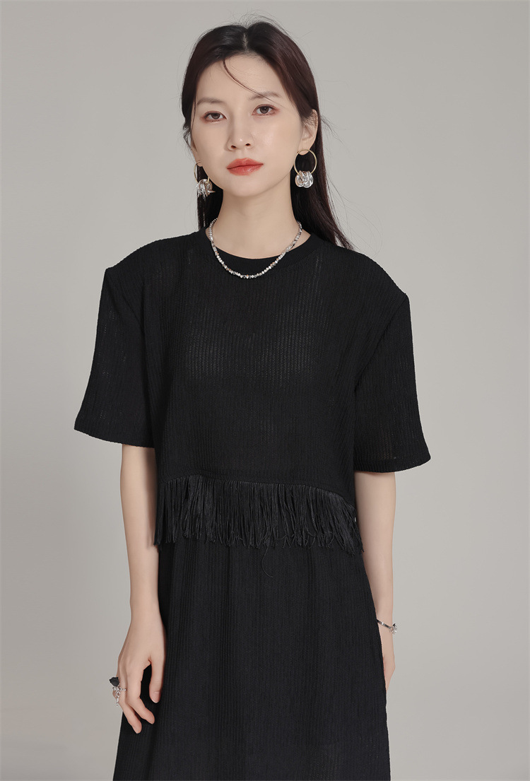 Tassel Round Neck Knitted Tops
