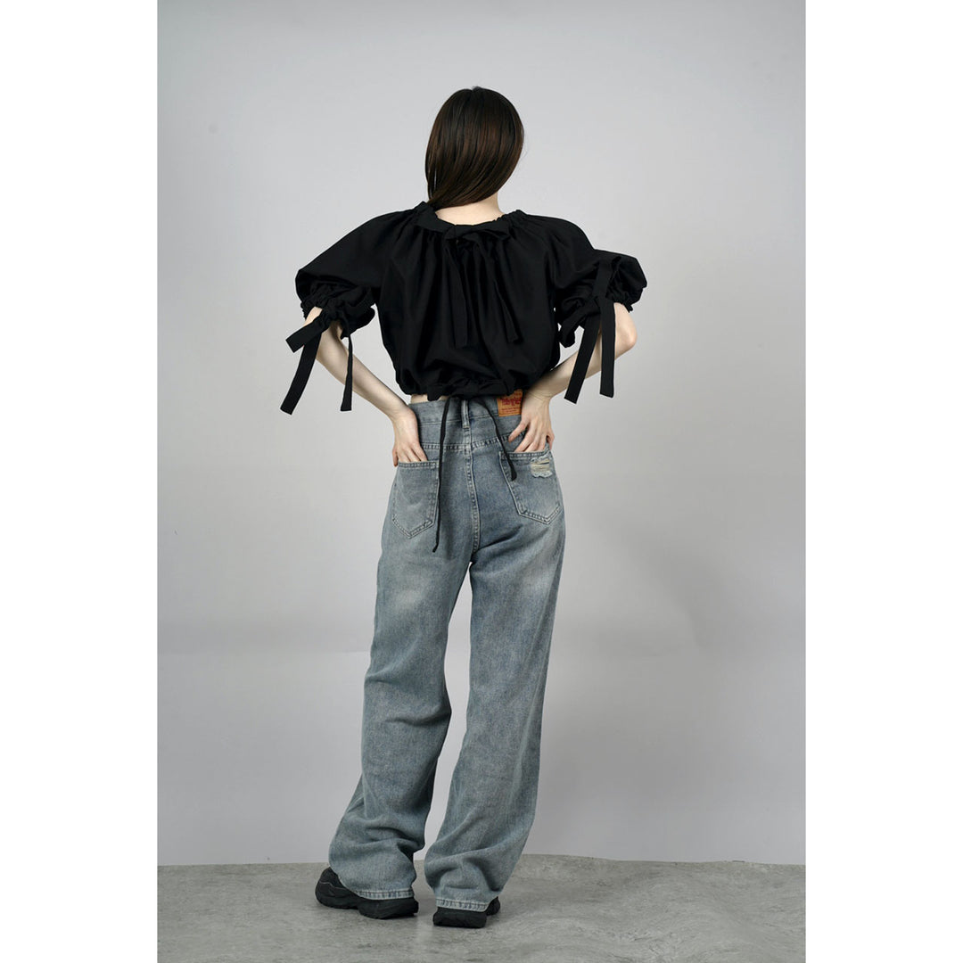 Gathered Shirring Short Shirt