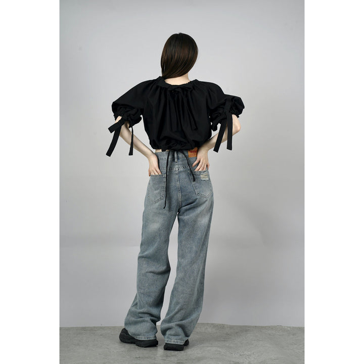 Gathered Shirring Short Shirt