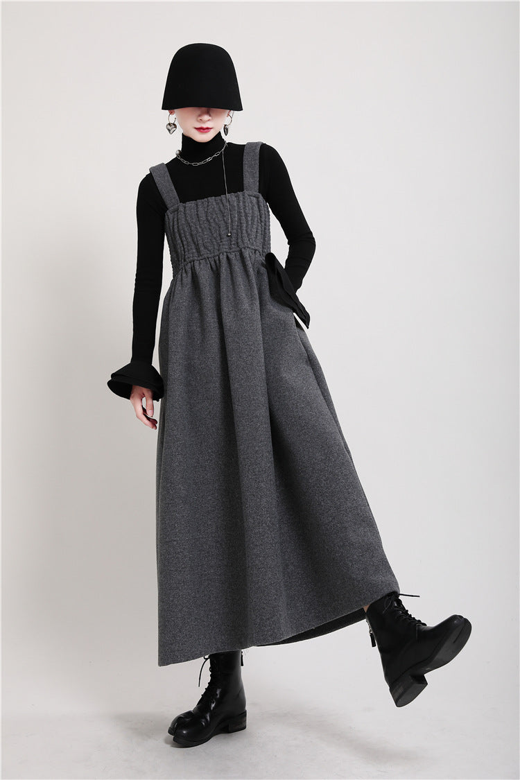 Suspender Long Shirring Onepiece