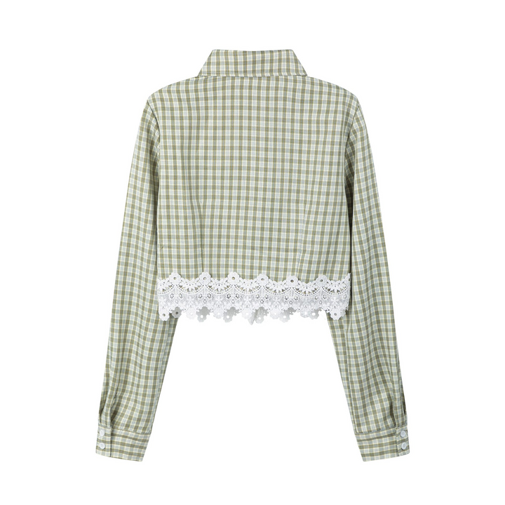 Lace checkered shirt