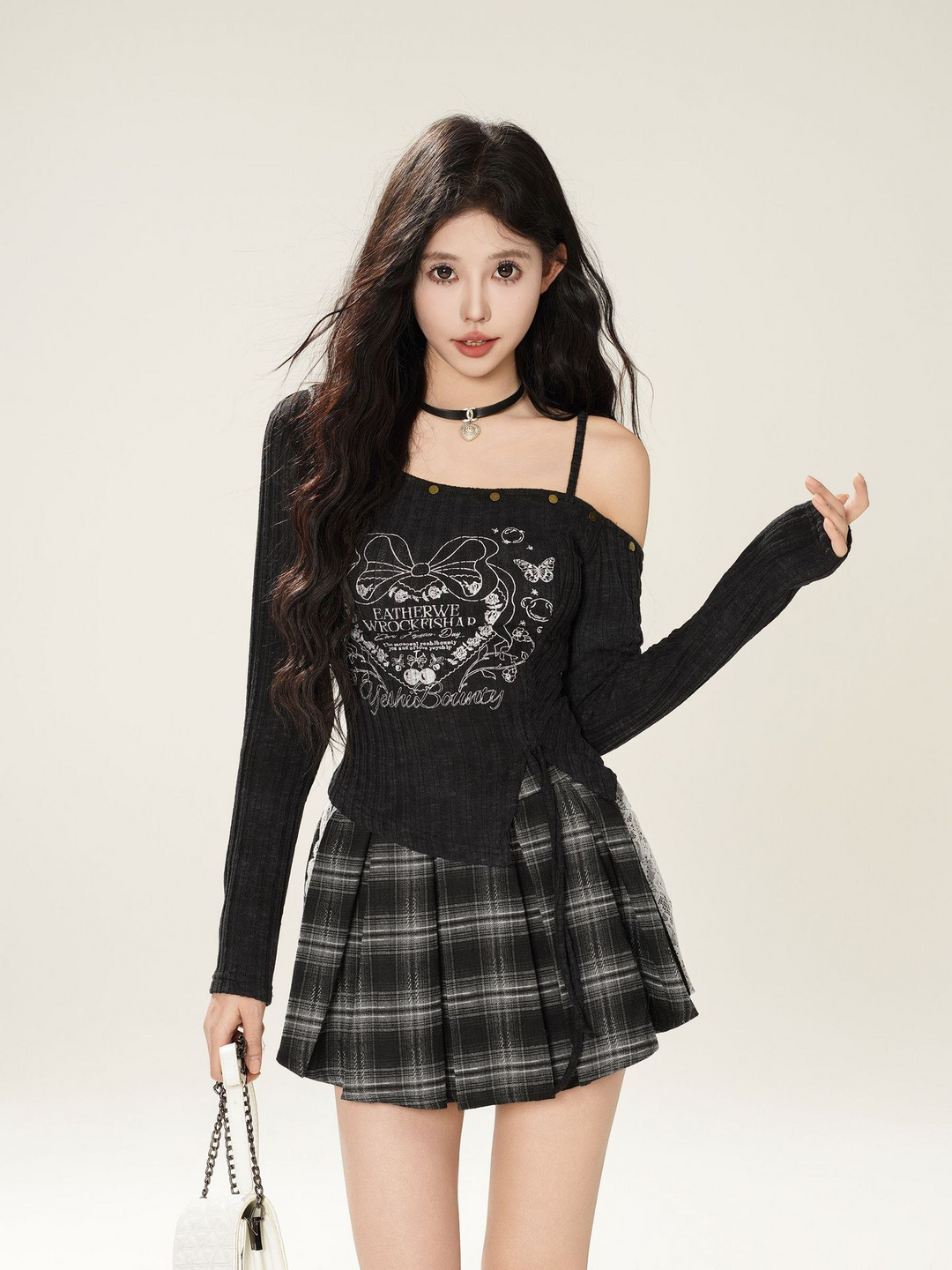 One Shoulder Print Pullover