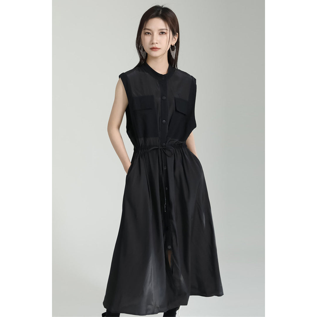 Waist Gathered Sleeveless Onepiece