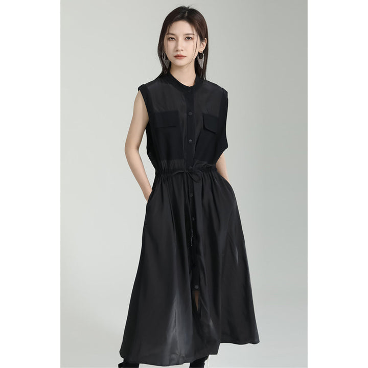 Waist Gathered Sleeveless Onepiece