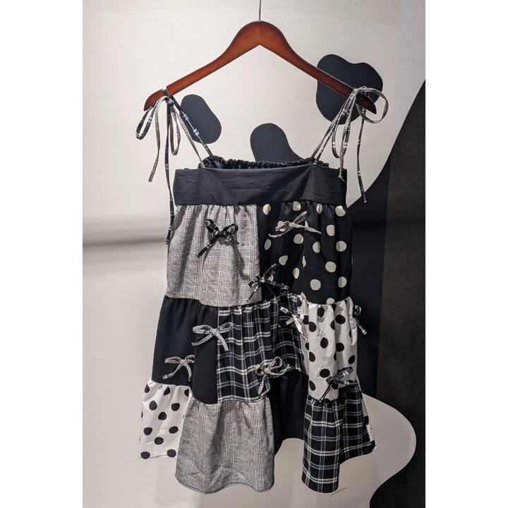 Patchwork Tiered Ribbon Onepiece