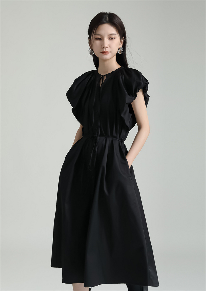 Gathered Sleeve Flare Onepiece