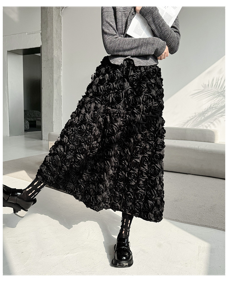 Flower volume A-line skirt