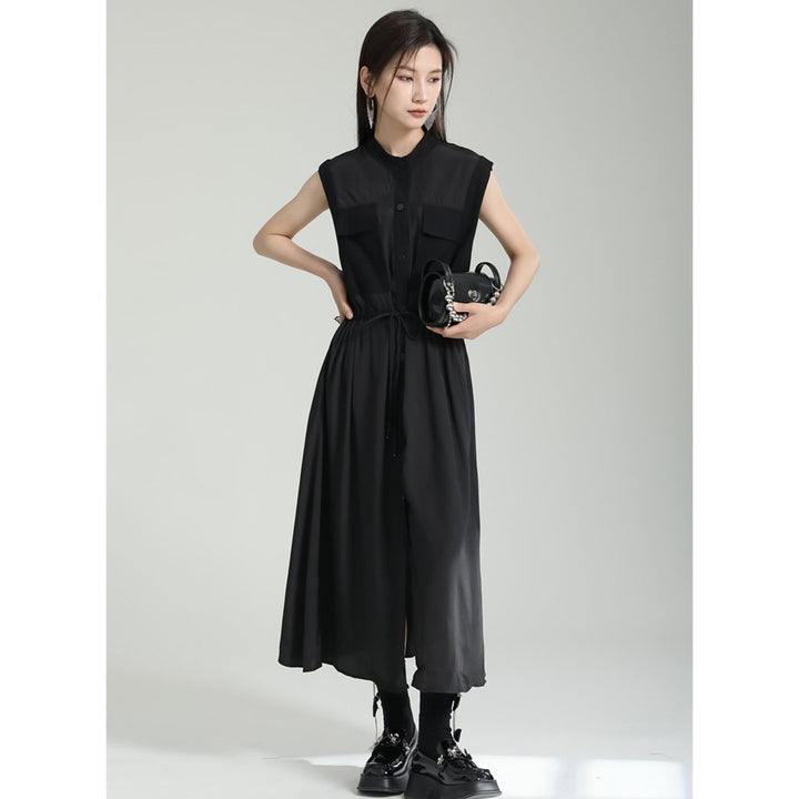 Waist Gathered Sleeveless Onepiece