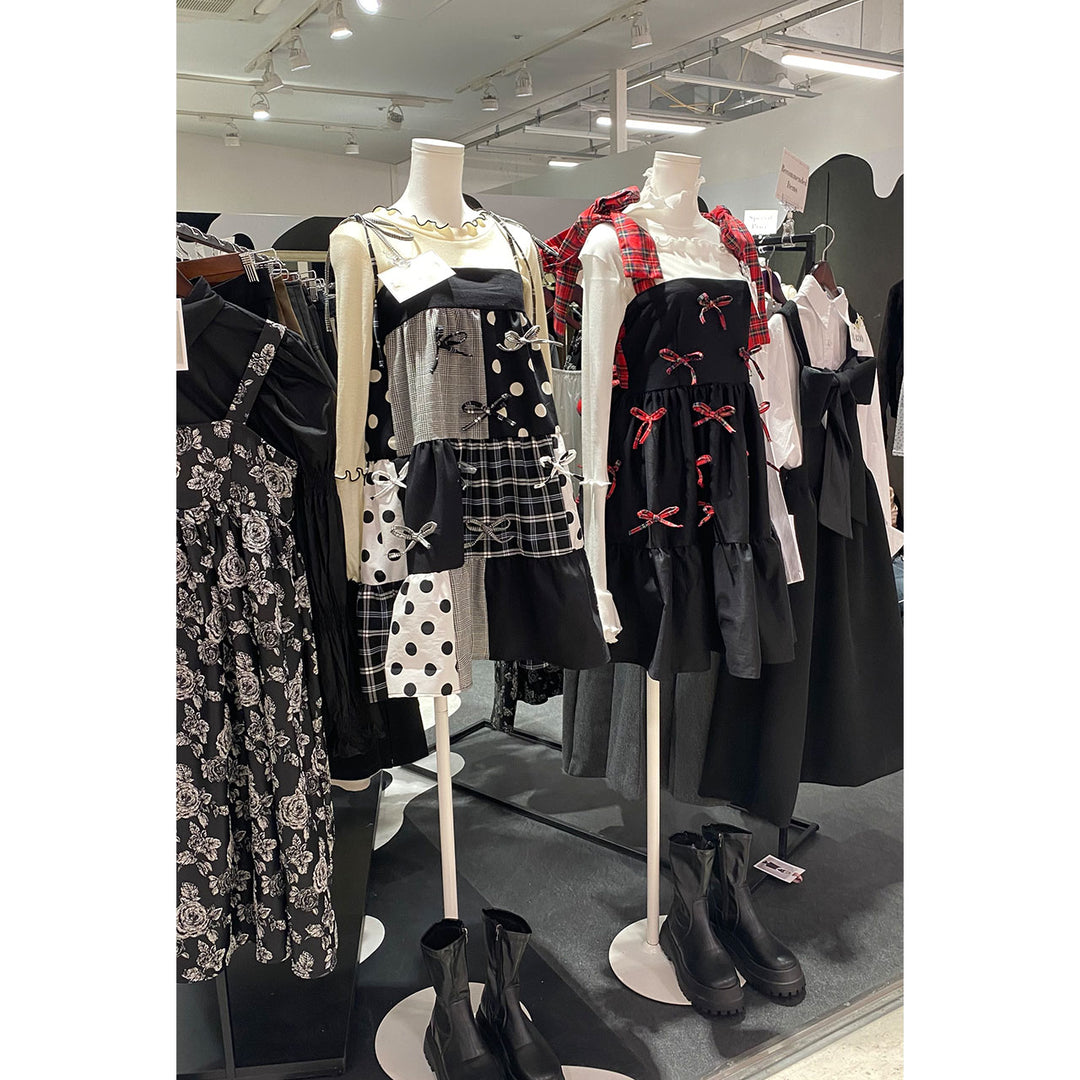 Patchwork Tiered Ribbon Onepiece