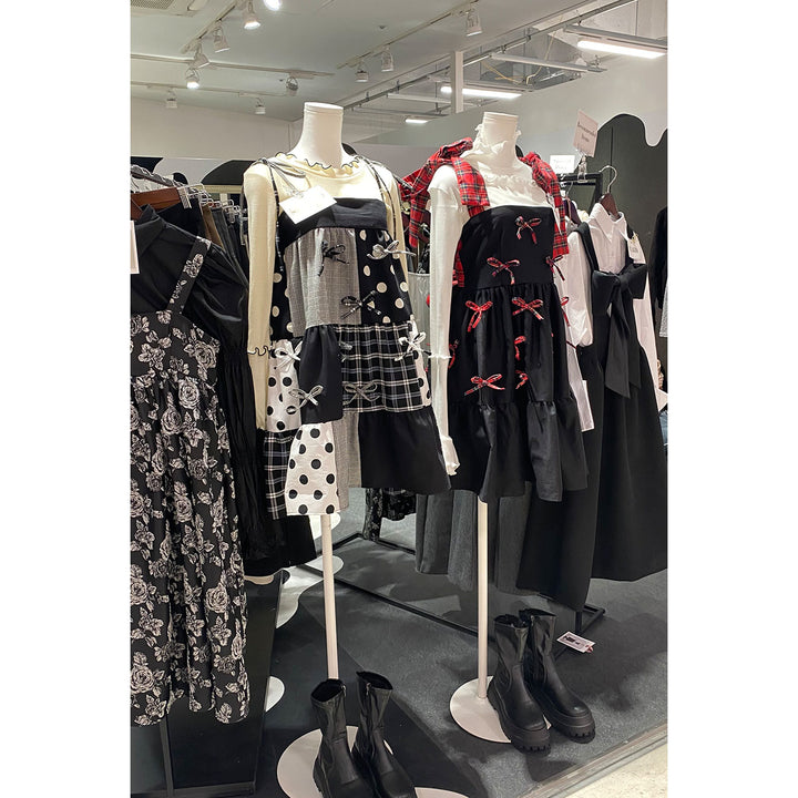 Patchwork Tiered Ribbon Onepiece