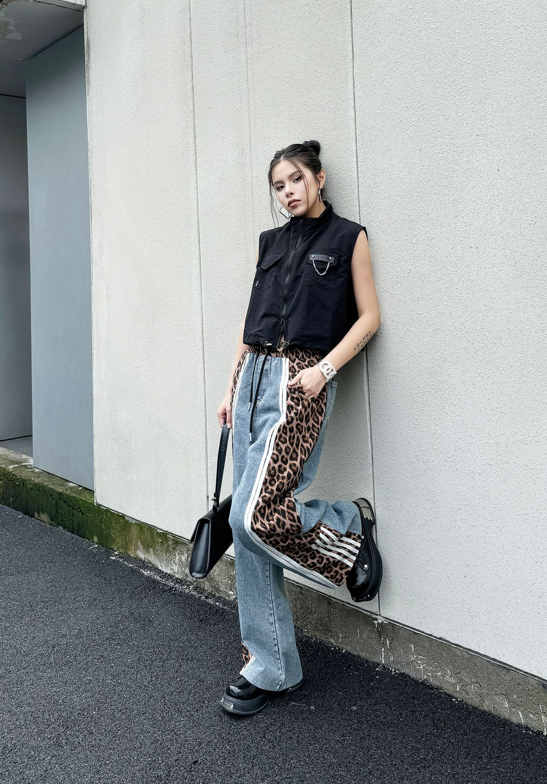 Leopard loose niche design casual pants