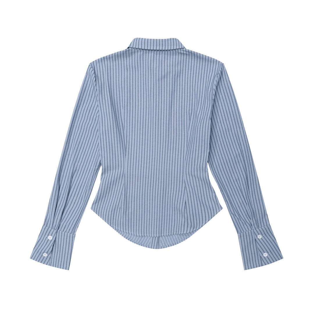 Embroidered Stripe Long Sleeve Shirt