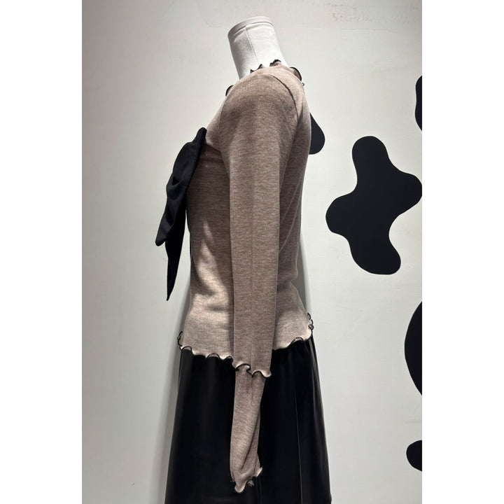 Rib Mellow Ribbon Tops Front ribbon / Big ribbon / Sleeve ribbon