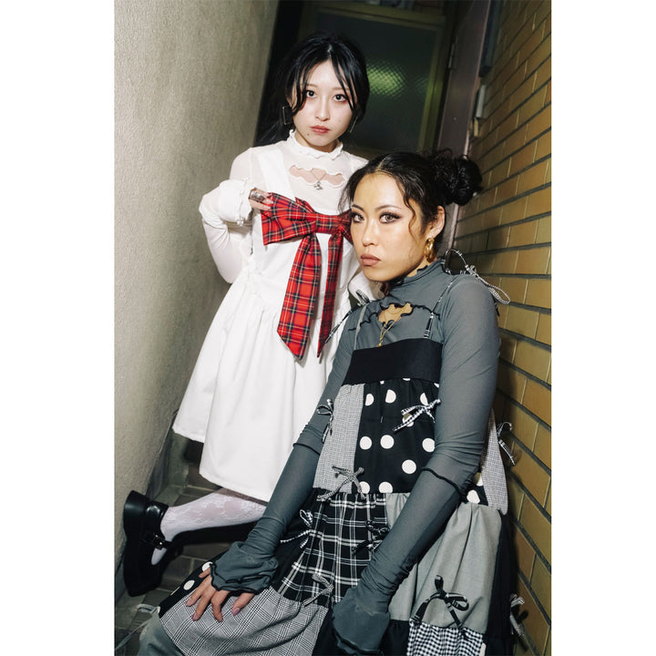 High-neck Revealing Sheer Long Sleeve Tops