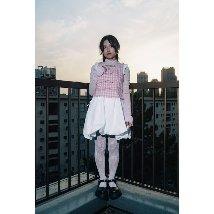 Shirring Tuck Balloon Mini Onepiece