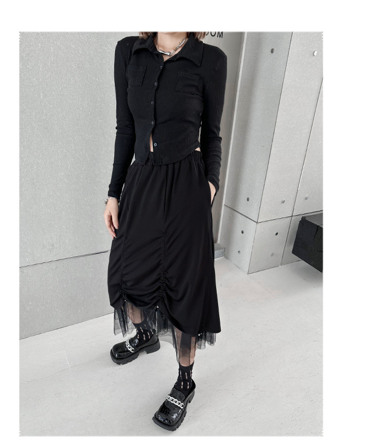 Gathered layered tulle skirt