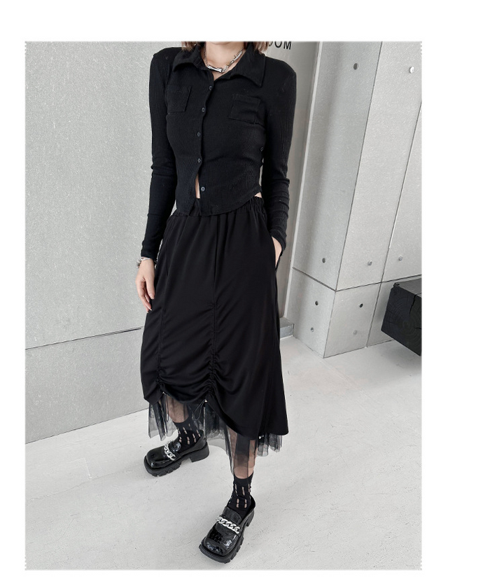 Gathered layered tulle skirt