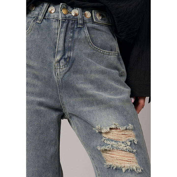 Cut Off Damage Denim Jeans