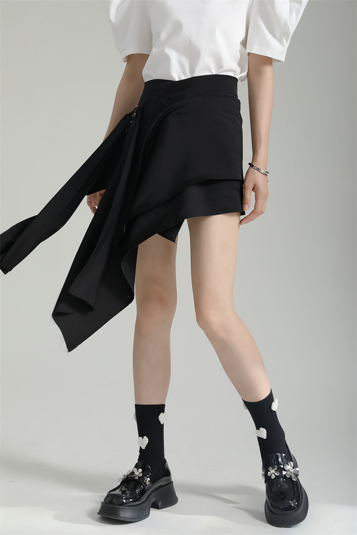 Asymmetry Length Drape Mini Skirt