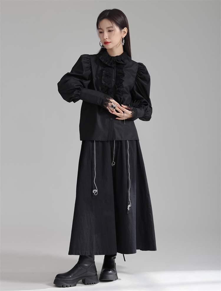 Retro lace flower collar shirt