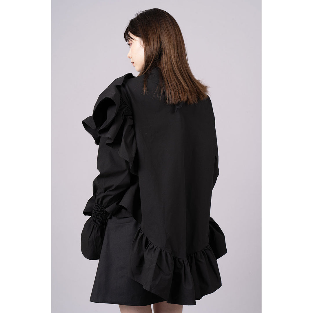 Asymmetry Shirring Tops