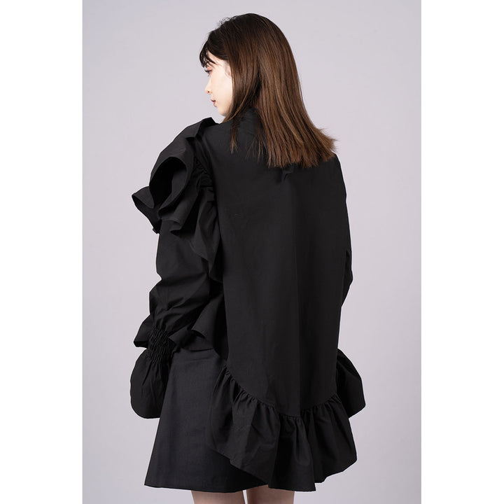 Asymmetry Shirring Tops