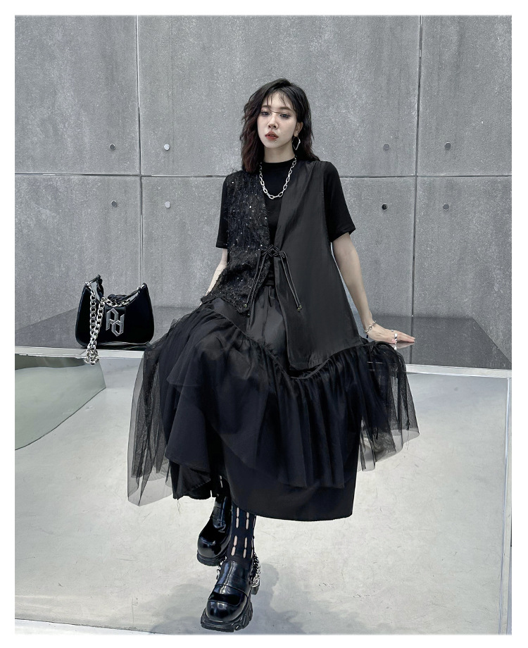 Suspender tulle flare skirt