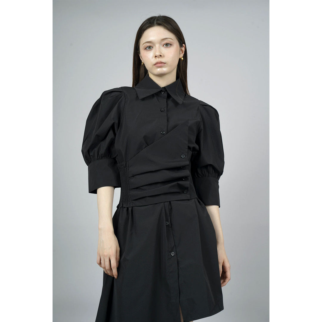 Waist slim waist belt shirt onepiece