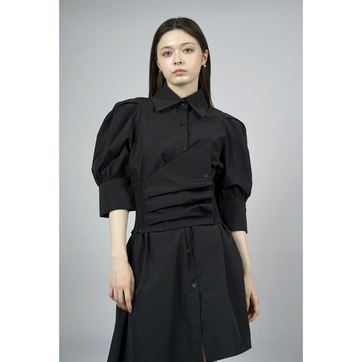 Waist slim waist belt shirt onepiece