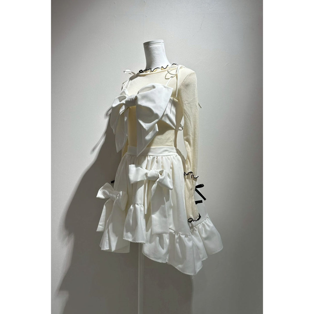 Asymmetry Volume Frill Ribbon Mini Skirt