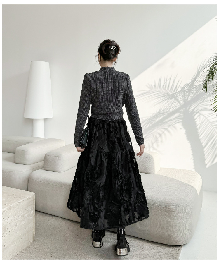 Three-dimensional pattern western a-shaped skirt