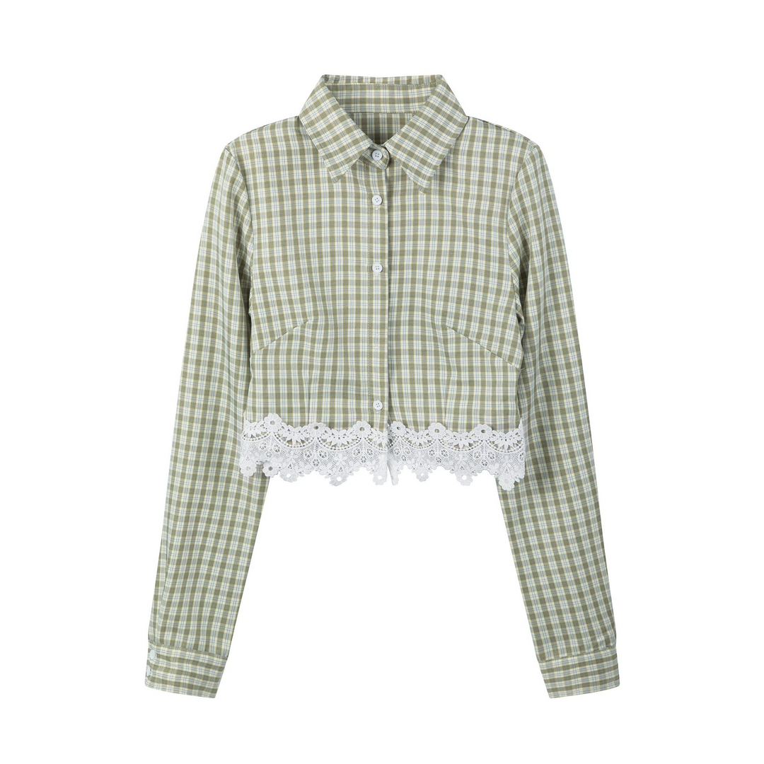 Lace checkered shirt