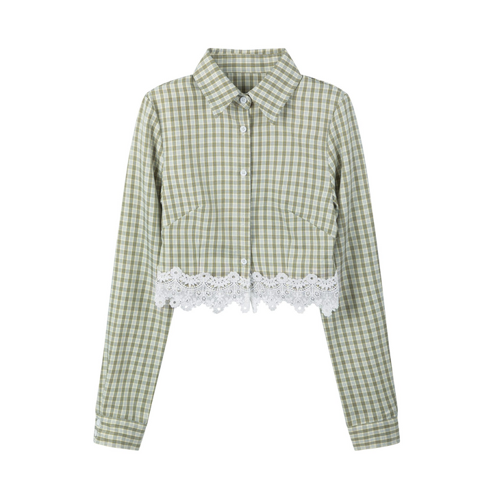 Lace checkered shirt