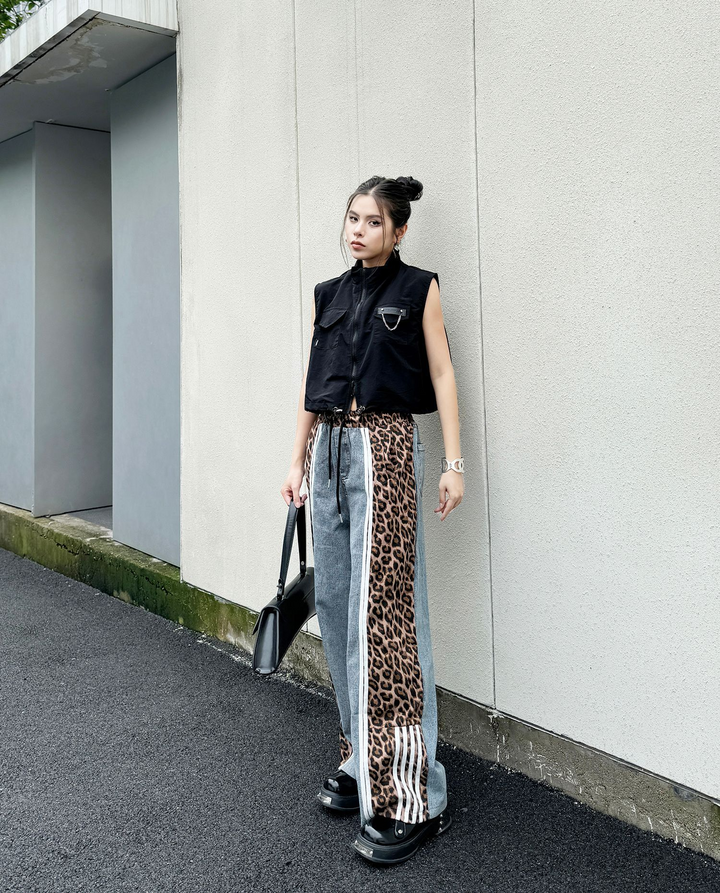 Leopard loose niche design casual pants