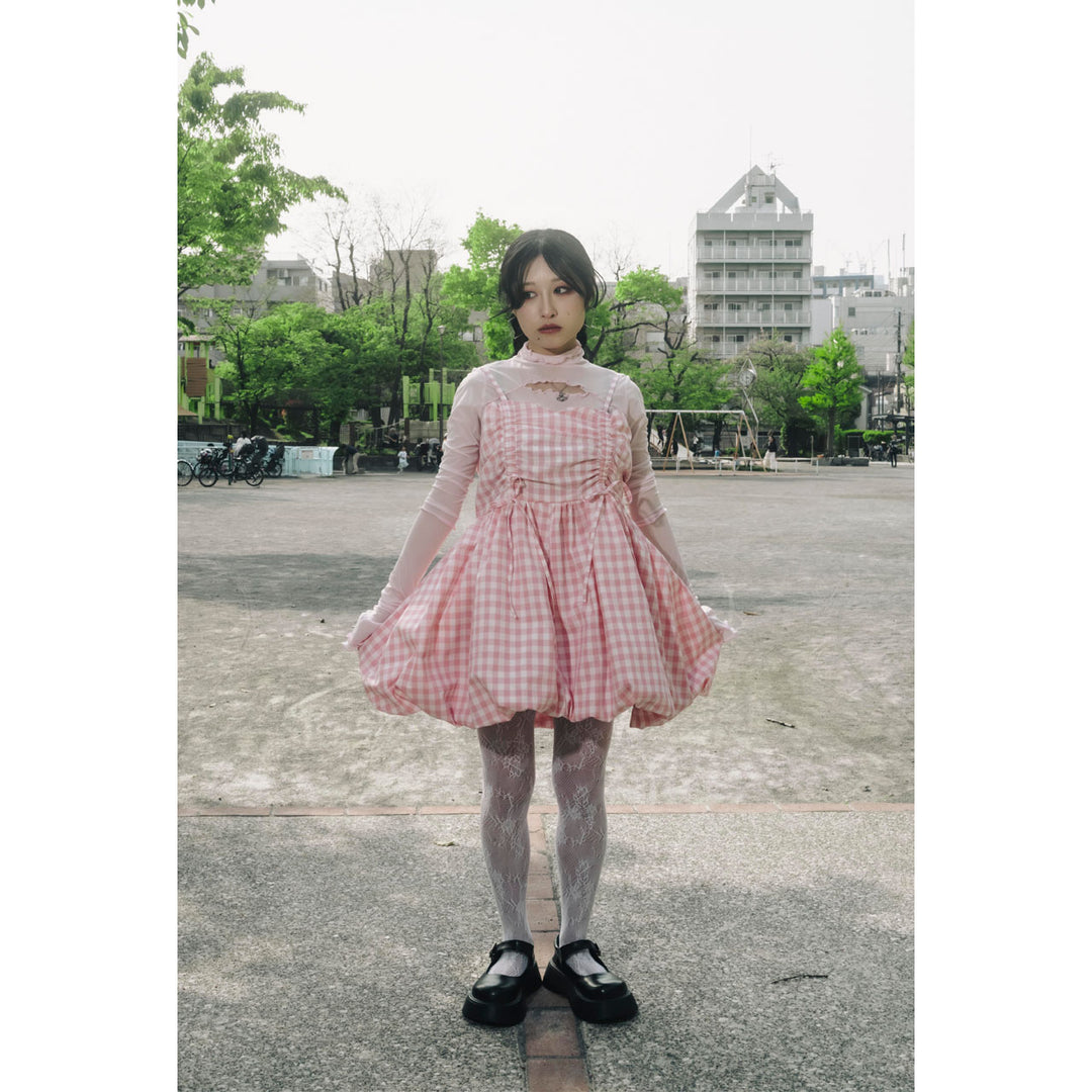 Shirring Tuck Balloon Mini Onepiece