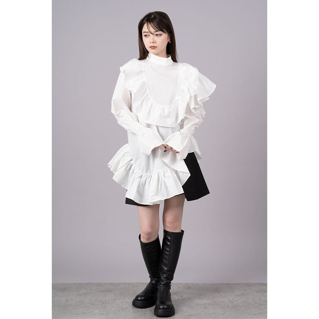 Asymmetry Shirring Tops