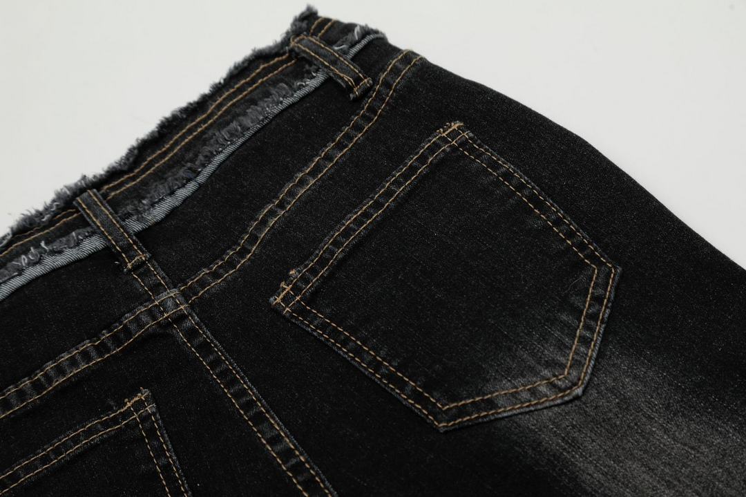 Cross Patchwork Flare Denim Jeans