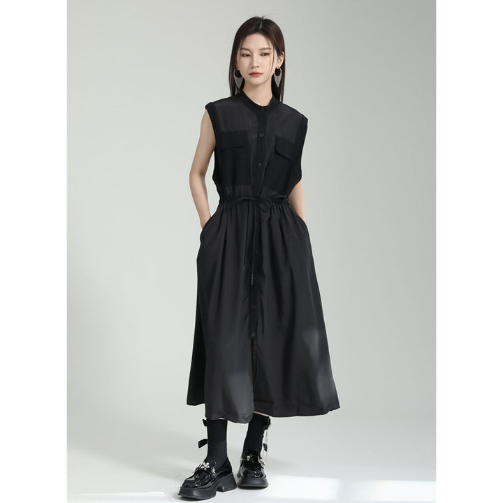 Waist Gathered Sleeveless Onepiece